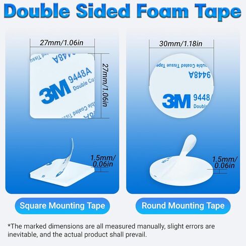 200 قطعة من أشرطة الرغوة مزدوجة الجوانب 3M، شريط تثبيت عالي التحمل، وسادة قوية لاصقة مقاس 1.06 × 1.06 بوصة، شريط مزدوج الجوانب للتعليق على الجدران، مربع in Kuwait
