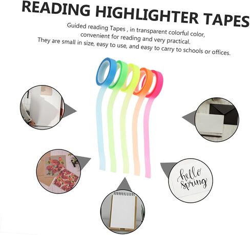 GADPIPARTY 5ROLLS شفافة جاف للمحو الجاف كتب الكتب لعلامات صفحة القراءة قابلة للإزالة شريط الكتب تمييز للبنين والبنات in Saudi Arabia