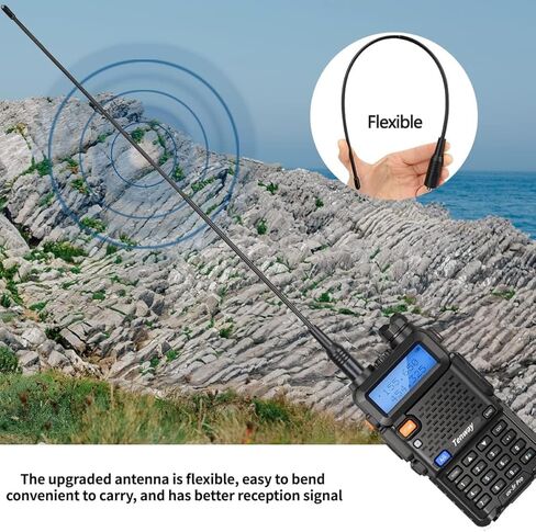 راديو Ham Radio UV-5R Pro 8W ثنائي النطاق ثنائي الاتجاه مع ميكروفون مكبر صوت محمول وهوائي 2 حزمة وكابل برمجة in Kuwait