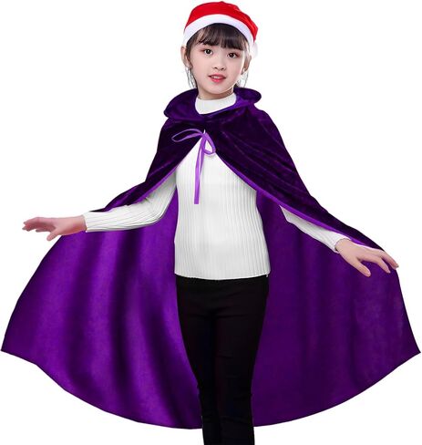Kids Velvet Hooded Cloak Halloween Cosplay Costumes Children Cape Christmas Robe Festive Costumes for 3 to 16 Years in Saudi Arabia