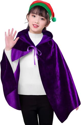 Kids Velvet Hooded Cloak Halloween Cosplay Costumes Children Cape Christmas Robe Festive Costumes for 3 to 16 Years in Saudi Arabia