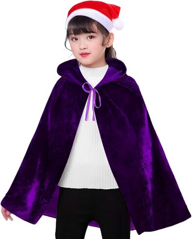 Kids Velvet Hooded Cloak Halloween Cosplay Costumes Children Cape Christmas Robe Festive Costumes for 3 to 16 Years in Saudi Arabia