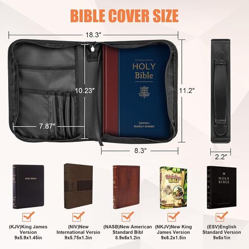 Leather Bible Cover for Men - Vintage Brown Quilted Protective Book Cover with Handles, Portable & Durable Bible Case for Easy Storage, Fits All Standard Bible Sizes in Saudi Arabia