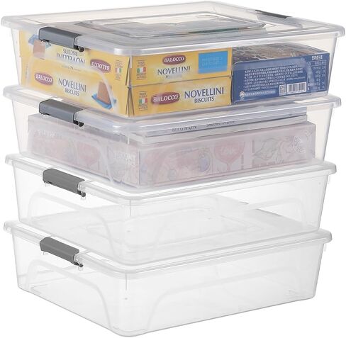 Plastic Storage Containers Clear Craft Storage Bins with Grey Handle,Organizer Box with Durable Lids Stackable Containers for Organizing Craft and Tools (4 Pack-10 Quart) in Saudi Arabia