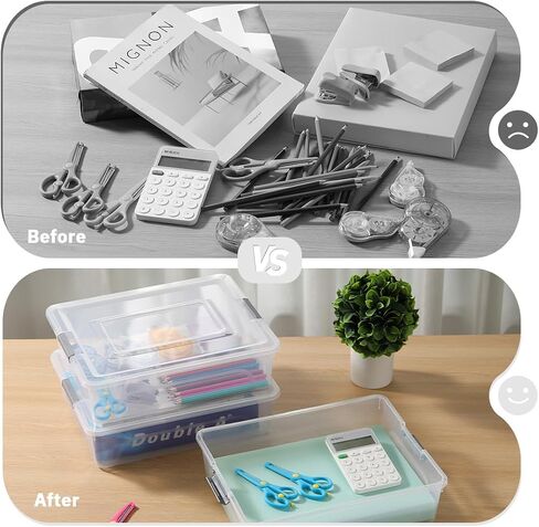 Plastic Storage Containers Clear Craft Storage Bins with Grey Handle,Organizer Box with Durable Lids Stackable Containers for Organizing Craft and Tools (4 Pack-10 Quart) in Saudi Arabia