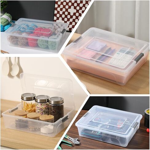 Plastic Storage Containers Clear Craft Storage Bins with Grey Handle,Organizer Box with Durable Lids Stackable Containers for Organizing Craft and Tools (4 Pack-10 Quart) in Saudi Arabia