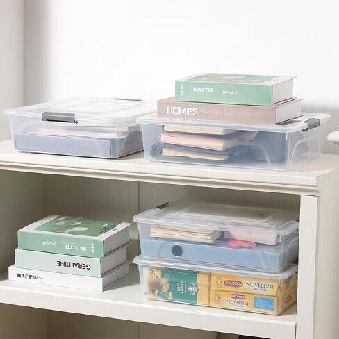 Plastic Storage Containers Clear Craft Storage Bins with Grey Handle,Organizer Box with Durable Lids Stackable Containers for Organizing Craft and Tools (4 Pack-10 Quart) in Saudi Arabia
