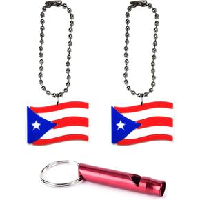 Puerto Rico Collar Charm Aluminum Alloy Whistle Emergency Survival Safety Camping Cat Dog Animal Training Bark Chew Woof Puppy Kitten Flag Wave