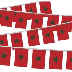 32FT Morocco Pennant Small Flag Bunting,30 PCS Mini String Banner Stripes Moroccans Decor Rectangle for Holiday Restaurant Home Party School