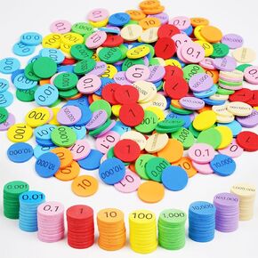 Hebayy 250 PCS EVA Place Value Disks, 10 Values Counting Chips Color-Coded Soft Place Value Chips Decimals to Whole Numbers Counting Chips Early Math Learning for Elementary School
