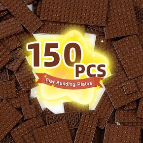150 Pieces Small Base Plate Sets, Classic Flat Pieces for Moc Building, 12 Size DIY Building Boards - Compatible with Lego and All Major Brands, 14 Colors