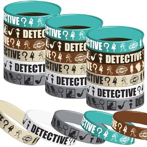 CupaPlay 24Ct Detective Party Rubber Bracelets Party favors - Top Secret Spy Murder Mystery Theme Party Supplies Decorations Birthday Silicone Wristbands Gifts