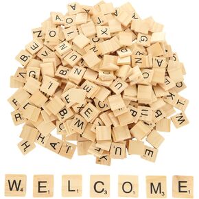 1000 Pcs Wooden Scrabble Tiles, A-Z Capital Scrabble Letters Tiles, 0.8"×0.7"×0.16" Letter Tiles for Crafts, Spelling, Scrabble Crossword Game, DIY