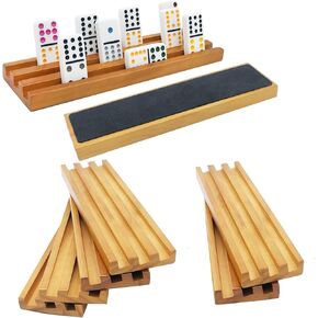 Wooden Domino Trays/Racks Set of 8 Mexican Train Domino Trays/Racks Double 12 Tiles Holders Rack Domino Tiles Holders Domino Wood Holder (8 Wood Domino Organizers)