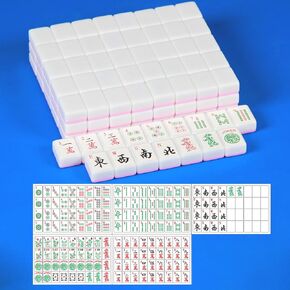Blank Mahjong Tile Set, Including 166 Mahjong Tiles and 2 Sets of American Mahjong Stickers, Pink American Mahjong Tile Set