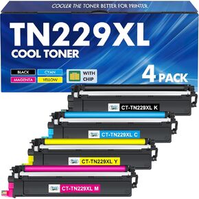 TN229 TN229XL 229XL MFC-L3780CDW Toner Cartridges: Compatible for Brother TN229XL TN229 TN 229 HL-L3220CDW HL-L3280CDW MFC-L3720CDW HL-L3300CDW HL-L3295CDW Printer ( 229XL Toner Cartridges 4 Pack)