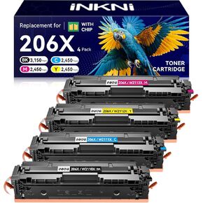206X Toner Cartridges 4 Pack High Yield - with Chip Compatible Replacement for HP 206X 206A for Color Laserjet Pro MFP M283fdw M283cdw M283fdn M282nw Pro M255dw M255nw Ink Cartridges W2110X W2110A