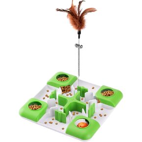 Coomazy Cat Puzzle Toy, Interactive Cat Puzzle Feeder for Slow Eating Food Treat Dispenser Toy for Indoor Cats