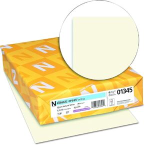 Neenah 4 X Paper 01345 Classic Crest Premium Paper, 24 lb, 8.5 x 11 Inches, White, 500 Sheets per Ream, Classic Natural White