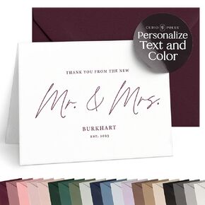 Personalized Stationery Thank You Cards for Newlyweds, Mr and Mrs Modern Aesthetic Wedding Stationary Gift, Bride and Groom Wedding Notes, Personalized Bridal Fold Over Note Cards - Newlywed Fold
