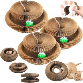 Kitty Kurlz, Kitty Kurlz Cat Toy with Bell Balls and Track Adventure, Cat Accordion Magic Organ Scratcher Board, Foldable Interactive Toy, Mental Physical Exercise for Indoor (1pcs)