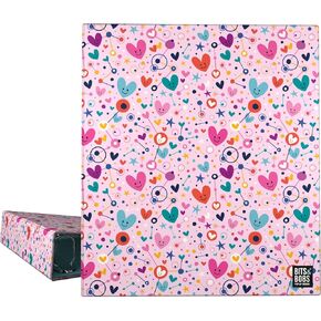| A4 Ring Binder | 4 Mixed Rings 40mm | Bits & Bobs Pop Up Design Collection | Hearts | FSC Certified