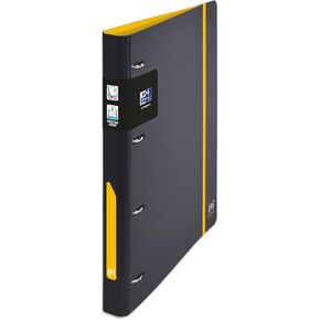 OXFORD European Binder for Students A4 Ring Binder 30 mm Spine 4 D Rings Expanded Polypropylene Cover Two-Tone Black/Yellow