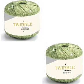 Twinkle Metallic Glitter Yarn Sparkle Fine 1 Light Fingering Weight Worsted Gold Silver for Crochet Knitting, 25g 0.88oz, 175yard Soft Craft Shawls Cardigans Bags Lurex (Silver Shimmer, Pack 1)