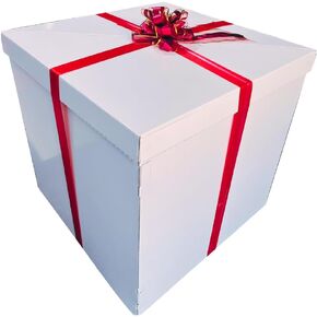 Giant Gift Box 28x28x28in JUMBO Extra Large Cardboard Decorative Box with Lid for Birthday Surprise, Pregnancy Announcement, Gender Reveal, Christmas Presents & Other Celebrations (White)