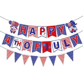 Happy 4th of July Banner, Fourth of July Decorations Banner, American Flag 4th of July Red White and Blue Decorations Banners for Independence/Memorial Day Patriotic Party Celebrations Decor Supplies