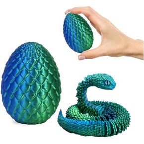3D Printed Snake, Snake Eggs with Snake Inside, 3-d Printed Articulated Crystal Dragon, 3D Printed Animals Set, Mystery Toys for Kid, Executive Desk Fidget Toys for Adult (Candy)