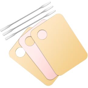 3Sets Makeup Mixing Blending Plate with Spatulas for Color Mixing Durable Makeup Blending Tray for Personal Professional Use