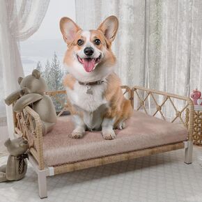 Elevated Waterproof Dog Beds for Large Dogs with Egg Crate Foam Support Pet Bed, Outdoor Dog Sofa Bed PE Wicker Orthopedic Pet Couch Bed with Washable Removable Cushion in Saudi Arabia