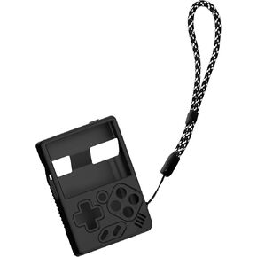Geiomoo Silicone Case for Miyoo Mini V4 Handheld Game Console, Soft Anti-Scratch Shockproof Protective Cover with Lanyard (Black)