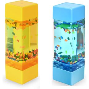 FKYTION Liquid Motion Bubbler 4-Pack, Colorful Sensory Toys, Classroom Learning & Time Management, Home or School Desktop Toys (Long cylinder-4P)
