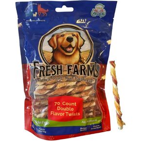 تحولات النكهة المزدوجة - 70 Count Rawhide Free Dog Chews مصنوعة من لحم الخنزير إخفاء ودجاج - الكلب طويل الأمد يعامل الوجبات الخفيفة الملتوية آمنة ولذيذة وسهلة الهضم