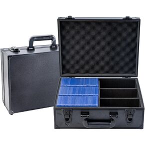 Toploader Storage Box,Trading Card Case Sports Card Storage Box with Key Lock,Top Loader Storage Hard Cases,Sports Cards Case for 3" X 4" 35pt Rigid Cards,(Holds 600+ Toploaders) Black