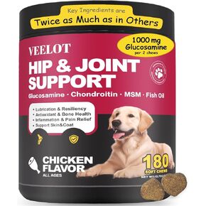 Glucosamine for Dogs Hip and Joint Supplement Chews,Glucosamine Chondroitin for Dogs,Joint Chews for Dog,Dog Supplement for Joint Pain and Inflammation Relief-180 ct
