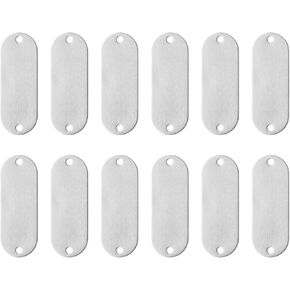 uxcell 12Pcs Aluminum Engraving Blanks Tags, Metal Blank Tags Stamping Oval with 2 Holes Blank Bulk Dog Tag for DIY Personalized Pet Tag Number Tag, Black