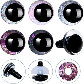 20pcs عيون وأمراض سلامة ثلاثية الأبعاد لاعتامات Amigurumi Crochet - Thalinfayi 30mm 5colors Glitter Moon Eyes Craft Amigurumi Lean