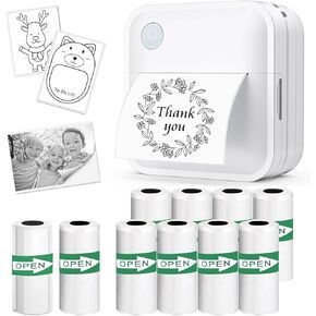 Label Maker Machine with 9 Rolls 50mm Width Continuous Sticker Paper, 1 Roll 50x15mm Thermal Label Paper