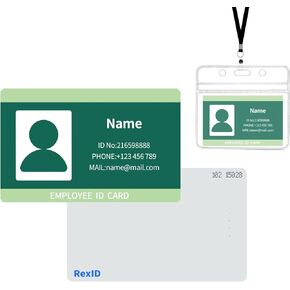 Same Day Custom Programmed Encoded & ID Card Service Printing 125KHz RexID ISO Proximmity Access Card with ID Badge Holder & Lanyard,Standard 26bit H10301 or Other Special Format (H10301, 1)