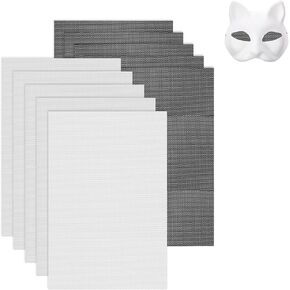 10 Sheets Fursuit Eye Plastic Mesh White Black 0.5mm PVC Plastic Eye Mesh Sheet Waterproof Printable Therian Eyes Meshes for Furry Cosplay Props Fursuits Handicrafts Making, 11.8in x 7.87in