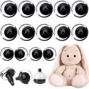 UPINS 180Pieces 18 mm 3D Plastic Clear Safety Eyes with Washers for Amigurumi Animal Moon Eyes Plastic Craft Doll Crochet Eyes for DIY of Puppet Bear Making Supplies