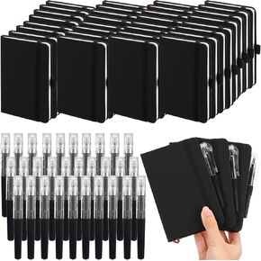 50 Pack Pocket Small Notebook Journals with Pen 5.6'' x 3.7'' Mini Journaling Notepads A6 Ruled Journals Hardcover Lined Notebook Bulk with Pen Holder for Office School Memo(Black)