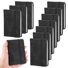 LLOUSSAK 10PCS Pocket Notebook Mini Notebook 4.3 × 3.1 بوصة مجلة صغيرة دفتر الألبان غلاف جيب جيب دفتر 100 ورقة A7 دفتر ملاحظات للمدرسة (أسود)