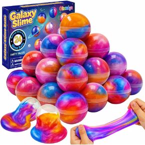 حفل الوحل يفضل 24 حزمة Galaxy Slime Ball ومسعون وغير ملحق Toy Toy Toy Toy Soft DIY ALFRAYRAIN