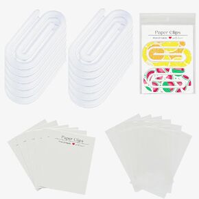 24PCS Sublimation Paper Clips Blanks Jumbo,Giant Acrylic Paper Clips Sets,Large Sublimation Paperclips Packaging with Display Cards Bags,Clear Sublimation PaperClips for Heat Transfer DIY 4x2Inch