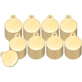 PATIKIL 20 PCS 1/2 بوصة دائرية ختم ختم الفراغات ، النغمة الذهبية الفولاذ المقاوم للصدأ علامات فارغة مع ثقب لعلامة ختم المعادن ، صنع المجوهرات ، نقش
