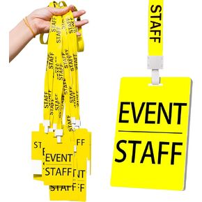 25 PVC Event Staff Lanyards,Staff Pass,PVC Cards Yellow Lanyard and writable Staff Cards with Club Event,Party Event,Organizer Conference,Concert,Office Supplies(Yellow)